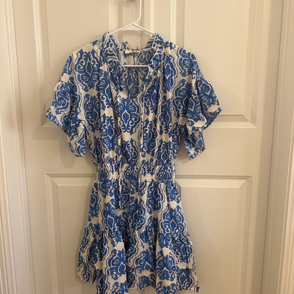 Entro Blue and White Mini Dress